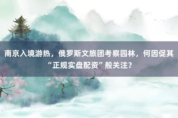 南京入境游热，俄罗斯文旅团考察园林，何因促其“正规实盘配资”般关注？