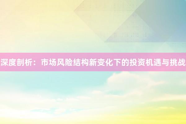 深度剖析：市场风险结构新变化下的投资机遇与挑战