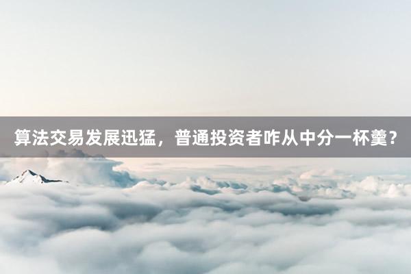 算法交易发展迅猛，普通投资者咋从中分一杯羹？