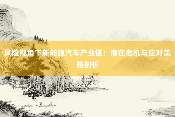 风险视角下新能源汽车产业链：潜在危机与应对策略剖析