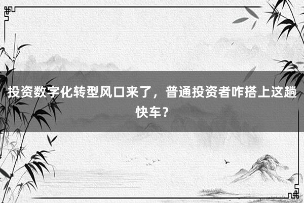 投资数字化转型风口来了，普通投资者咋搭上这趟快车？