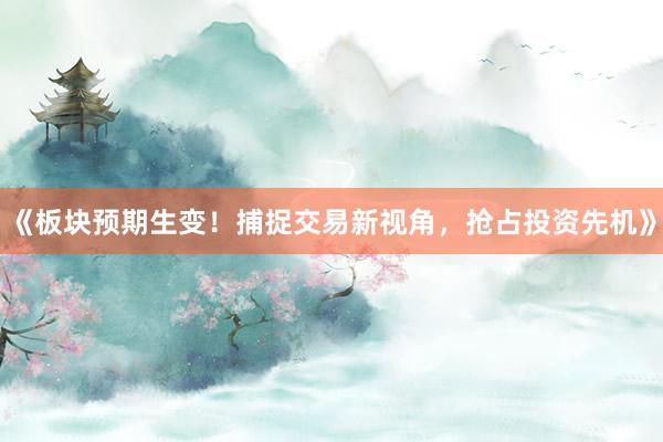 《板块预期生变！捕捉交易新视角，抢占投资先机》