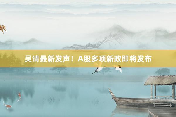 吴清最新发声！A股多项新政即将发布