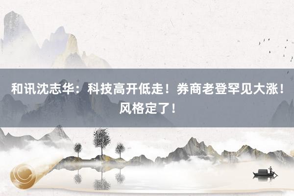 和讯沈志华：科技高开低走！券商老登罕见大涨！风格定了！