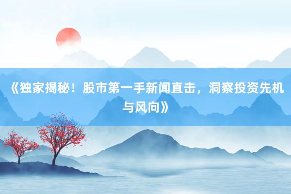 《独家揭秘！股市第一手新闻直击，洞察投资先机与风向》