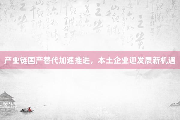 产业链国产替代加速推进，本土企业迎发展新机遇