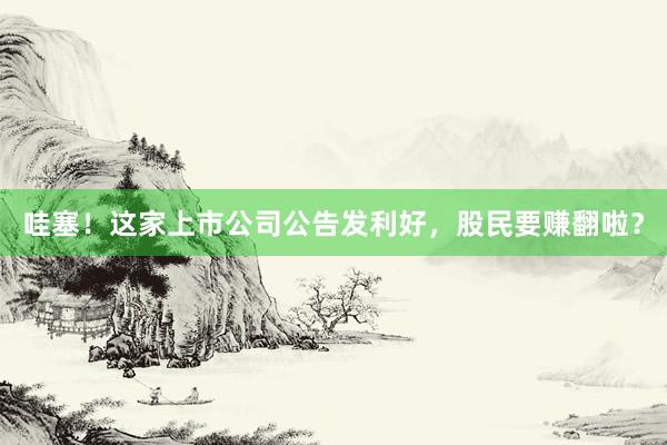 哇塞！这家上市公司公告发利好，股民要赚翻啦？