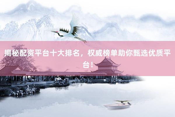 揭秘配资平台十大排名，权威榜单助你甄选优质平台！